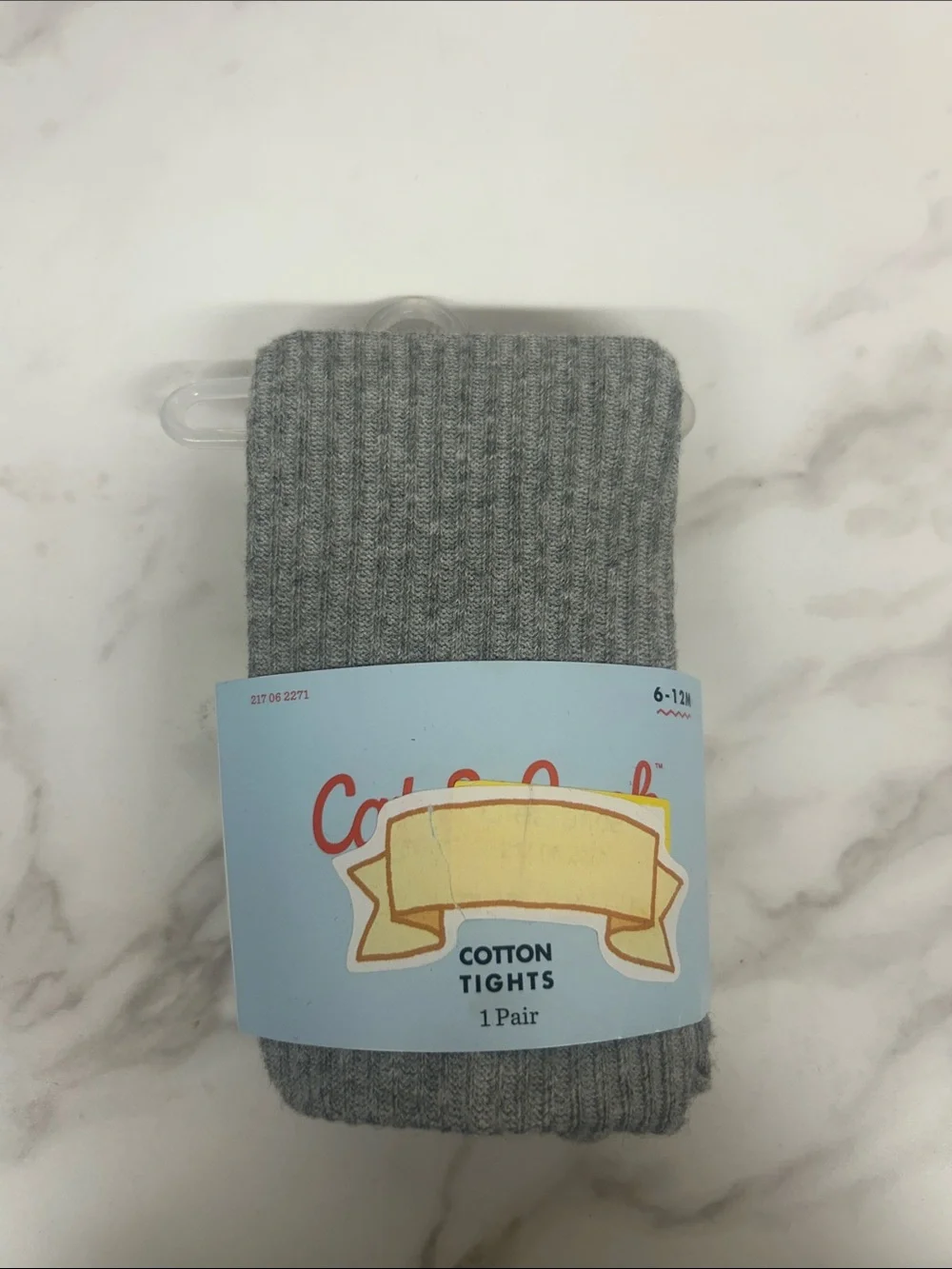 Cotton Ribbed Tights - Gray (1 Pair)
